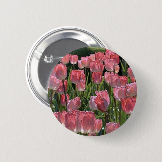 Cute roze tulp speld ronde button 5,7 cm (Voorkant /achterkant)