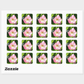 Cute roze tulp vierkante sticker (Vel)