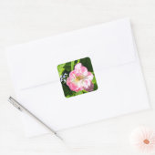 Cute roze tulp vierkante sticker (Envelop)