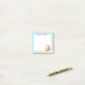 Cute Roze Turquoise Meermin Gepersonaliseerd Post-it® Notes (Op bureau)