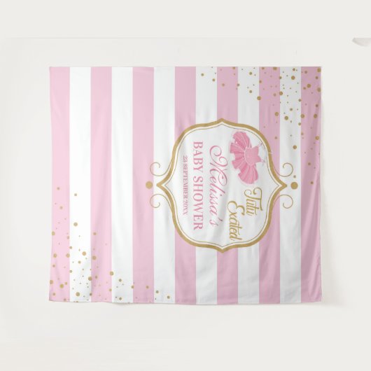 Cute roze tutu ballerina baby shower wandkleed (Voorkant (horizontaal))