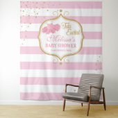 Cute roze tutu ballerina baby shower wandkleed (In situ)