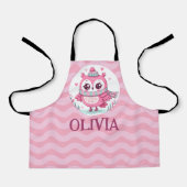 Cute Roze Uil met Sjaal en Mutss Schort (Voorkant)