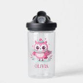 Cute Roze Uil met Sjaal en Mutss Waterfles (Voorkant)