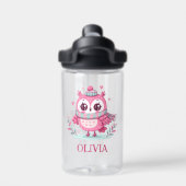 Cute Roze Uil met Sjaal en Mutss Waterfles (Achterkant)
