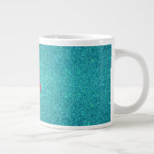 Cute roze uil turquoise glitter grote koffiekop (Rechts)