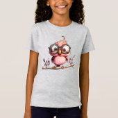 Cute Roze Uil & Vogelvrienden T-shirt (Voorkant)