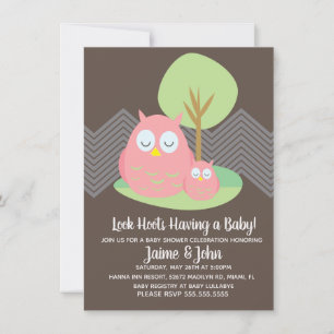 Cute Roze Uil Woods Baby Shower Geslacht Onthullin Kaart