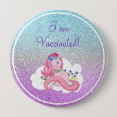 Cute roze Unicorn ik ben gevaccineerd Ronde Button 4,0 Cm (Voorkant)