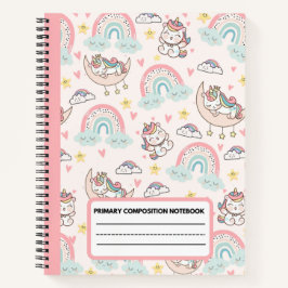 Cute roze Unicorn Notitieboek van primaire samenst