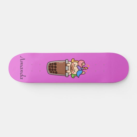 Cute roze unicorn persoonlijk skateboard (Horizontaal)