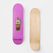 Cute roze unicorn persoonlijk skateboard (Voorkant)