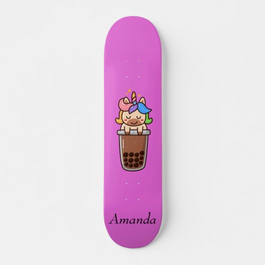 Cute roze unicorn persoonlijk skateboard (Voorkant)