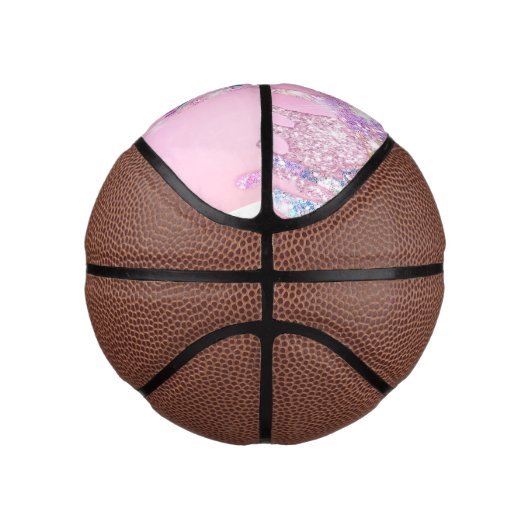 Cute Roze Unicorn Rainbow Glitter Drivers Basketbal (Rechts)
