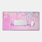 Cute Roze Unicorn Rainbow Glitter Drivers Bureaumat (Keyboard & Muis)