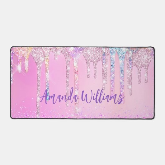 Cute Roze Unicorn Rainbow Glitter Drivers Bureaumat (Voorkant)