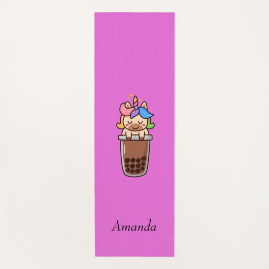Cute roze unicorn yogamat (Voorkant)
