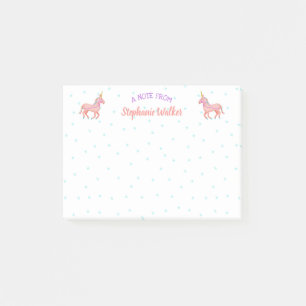 Cute roze Unicorns en Stars   Gepersonaliseerd Post-it® Notes