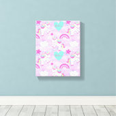 Cute roze Unicorns geloven pastel roze Canvas Afdruk (Insitu (Houten vloer))