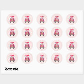 Cute Roze Valentijnstruck "Love You" Lading van Li Ronde Sticker (Vel)