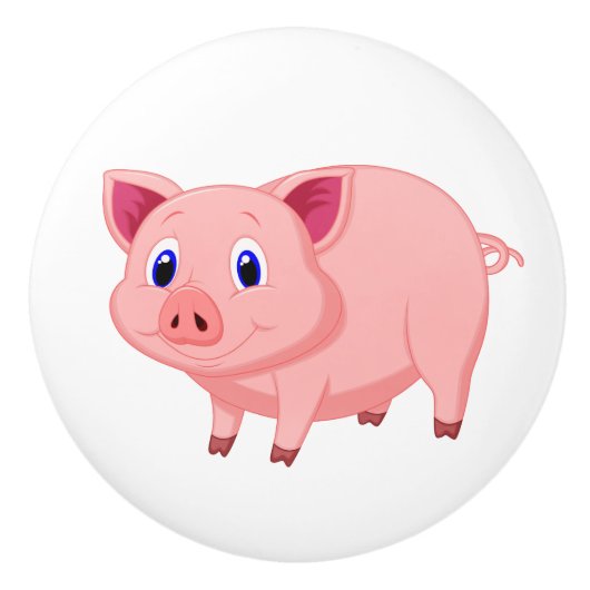 Cute Roze Varken Design Keramische Knop (Voorkant)