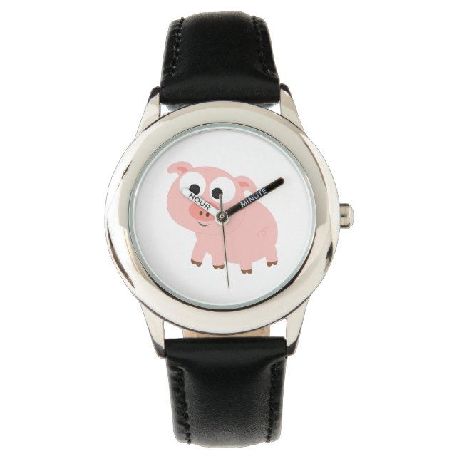 Cute Roze Varken Horloge (Voorkant)