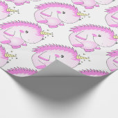 Cute Roze Vat Unicorn Wrapping Paper Cadeaupapier (Hoek)