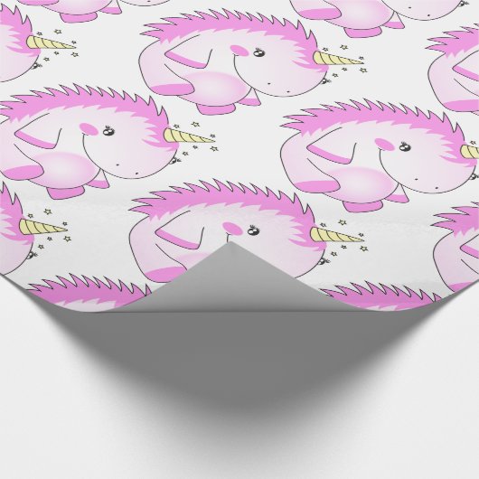 Cute Roze Vat Unicorn Wrapping Paper Cadeaupapier (Hoek)