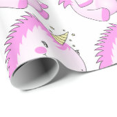 Cute Roze Vat Unicorn Wrapping Paper Cadeaupapier (Rol Hoek)