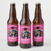 Cute Roze Verjaardagsfeestje Aangepaste Foto Bier Etiket (Flessen)