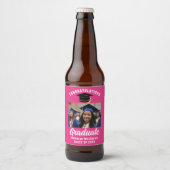 Cute Roze Verjaardagsfeestje Aangepaste Foto Bier Etiket (Voorkant)