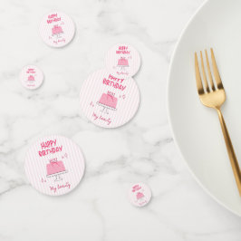 Cute Roze Verjaardagstaart "Gefeliciteerd met je v Confetti