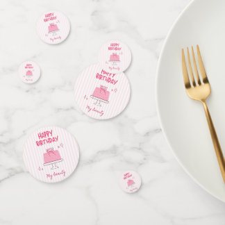 Cute Roze Verjaardagstaart "Gefeliciteerd met je v Confetti