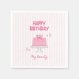 Cute Roze Verjaardagstaart "Gefeliciteerd met je v Servet