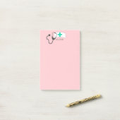 Cute roze verpleegster medische stethoscoop Verple Post-it® Notes (Op bureau)