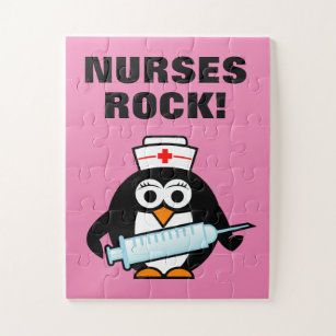 Cute roze verpleegster pinguïn puzzel voor meisje  legpuzzel