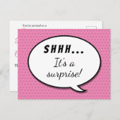 Cute roze verrassingsfeest op feestdag uitnodiging briefkaart (Voorkant / Achterkant)