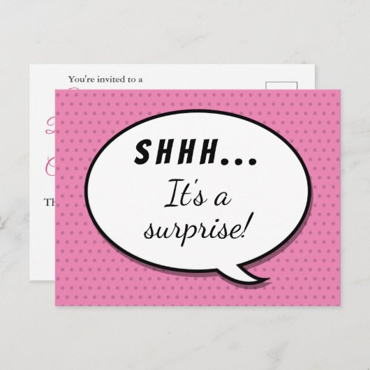Cute roze verrassingsfeest op feestdag uitnodiging briefkaart (Voorkant / Achterkant)