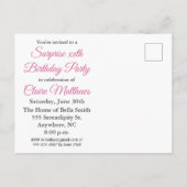 Cute roze verrassingsfeest op feestdag uitnodiging briefkaart (Achterkant)