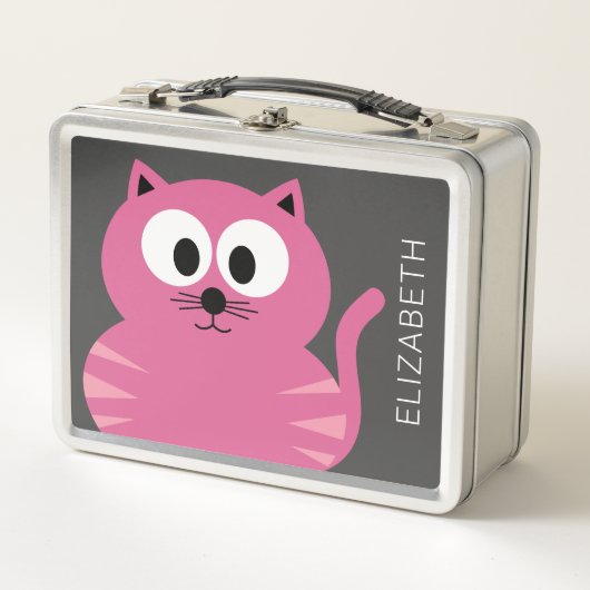 Cute roze vet - grijze achtergrond en naam (Voorkant)