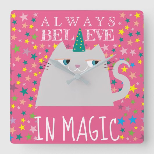 Cute roze vierkante klok (Voorkant)