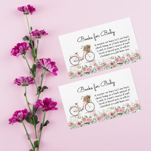 Cute Roze Vintage Fiets Meisje Boeken voor Baby Informatiekaartje
