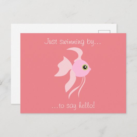 Cute roze vis briefkaart (Voorkant / Achterkant)