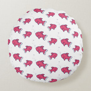 Cute Roze Vis Patroon Rond Kussen