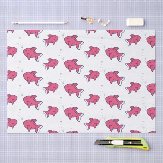 Cute Roze Vis Patroon Tissuepapier (Craft)