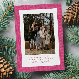Cute roze visgraatlijst kerstfoto feestdagenkaart