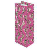Cute roze vispatroon wijn cadeautas (Achterkant Gekanteld)