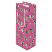 Cute roze vispatroon wijn cadeautas (Voorkant Gekanteld)
