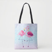 Cute roze vlamingos Stylied Water Waves Pattern Tote Bag (Voorkant)