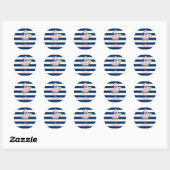 Cute roze vlamingosTropisch leder,gestreept Ronde Sticker (Vel)